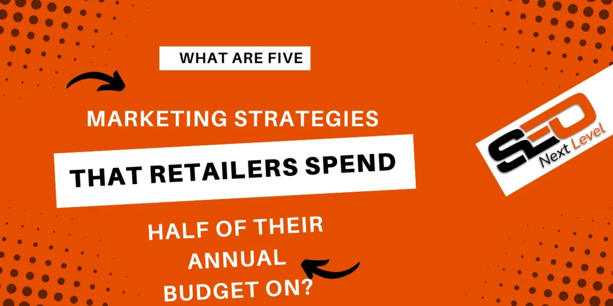 what are five marketing strategies that retailers spend half of their annual budget on?
